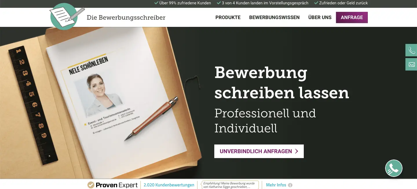 Die Bewerbungsschreiber DE - Servicio para hacer solicitudes de trabajo, CV, y cartas de presentación